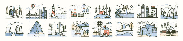 束景观图标或场景集图片下载