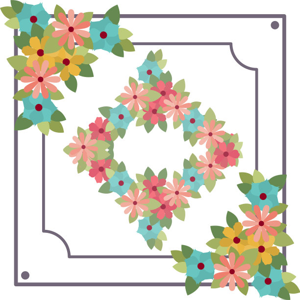 框架与花孤立图标图片下载