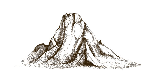 用轮廓线手绘的山顶或山顶图片下载