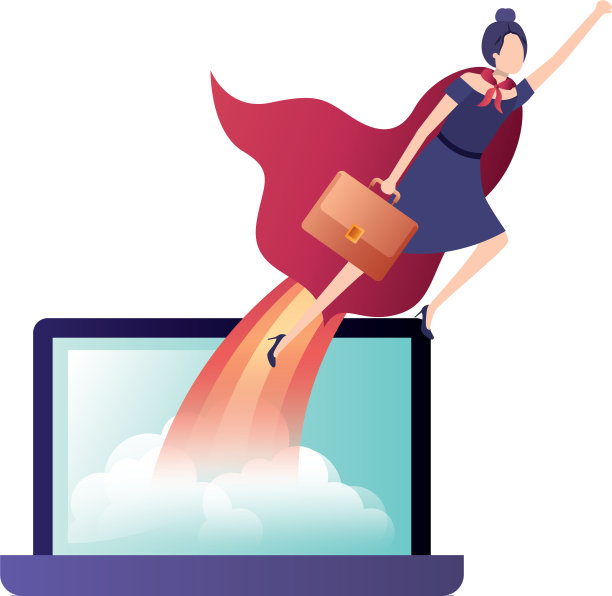 商业女性与设置图标图片下载