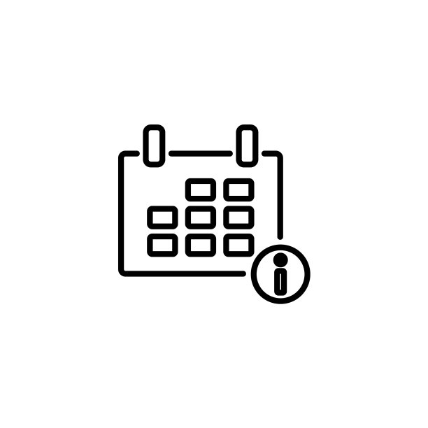 白色背景上的日历Web线条图标图片下载
