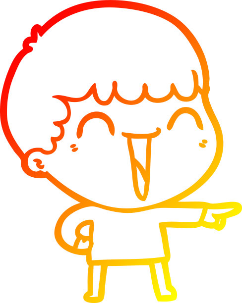 温暖的梯度线画卡通快乐的人图片下载