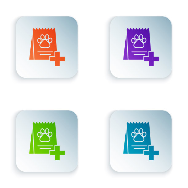 彩色袋装狗粮图标孤立在白色图片下载