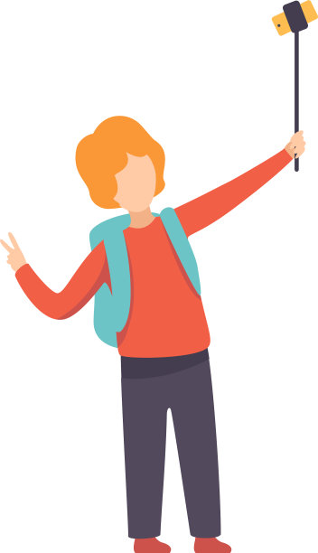 男孩正在用智能手机自拍图片下载