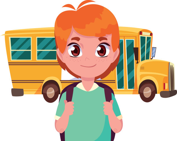 学生和巴士接送回学校图片下载