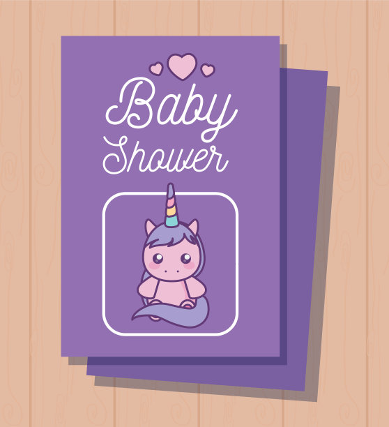 可爱独角兽的沐浴卡图片下载