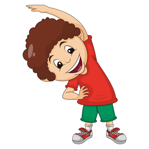 这个男孩正在做练习卡通矢量插图图片下载