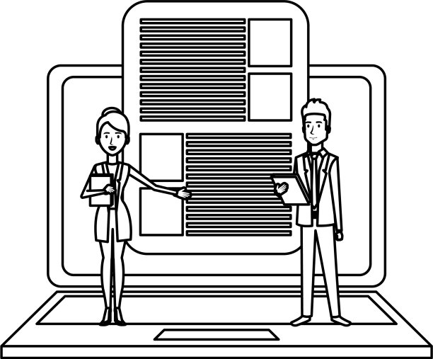 带笔记本电脑的商务情侣图片下载