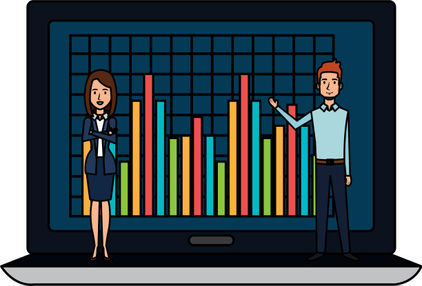 带笔记本电脑的商务情侣图片下载