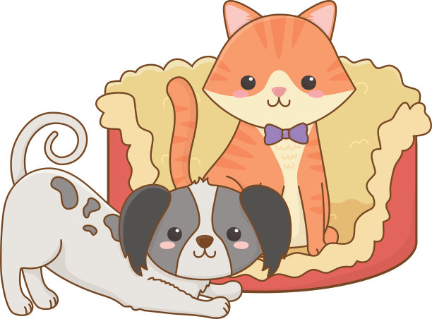 猫和狗的卡通设计图片下载