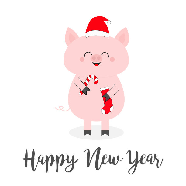 2019年猪捧糖果甘蔗袜子快乐图片下载