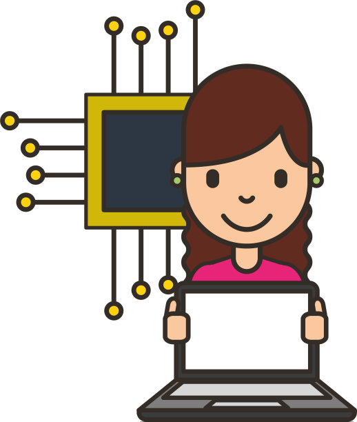 带笔记本电脑的女人卡通图片下载