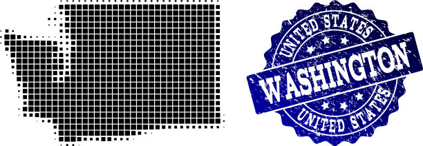 华盛顿的半色调虚线地图图片下载