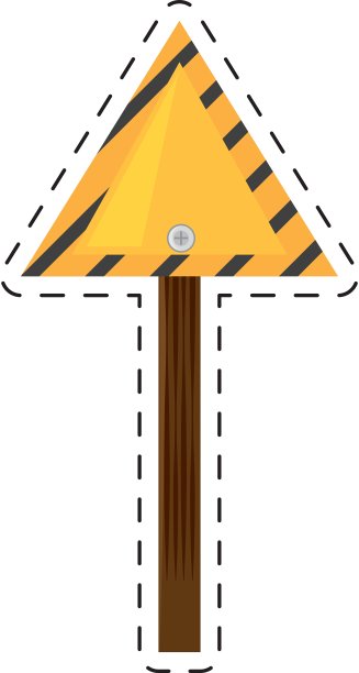 标志道路三角形警告黄色空切线图片下载