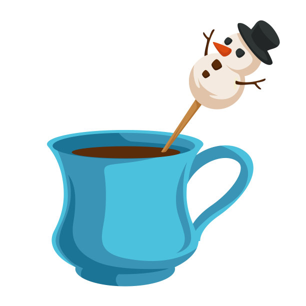 咖啡杯与雪人粘圣诞图片下载