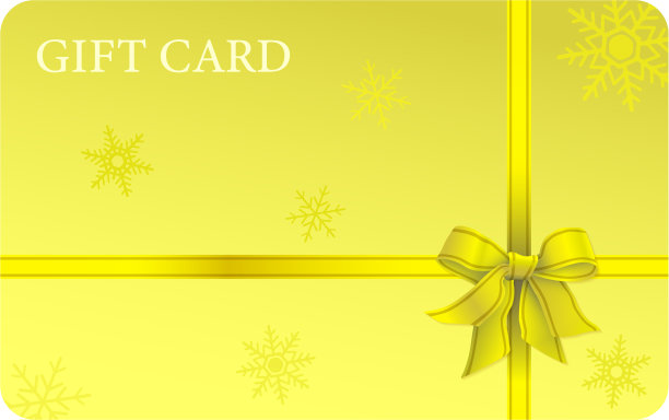 黄色礼品卡，带丝带和蝴蝶结图片下载