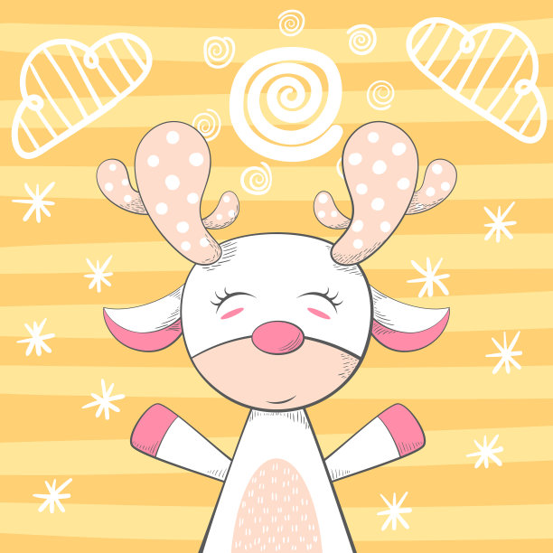 卡通有趣的鹿角色冬天图片下载