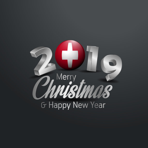 瑞士国旗2019圣诞快乐排版图片下载