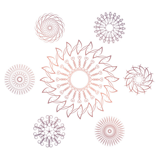 七个几何圆形元素的集合图片下载