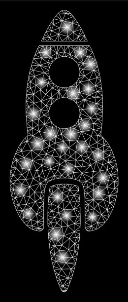 带有耀斑的2d太空火箭图片下载