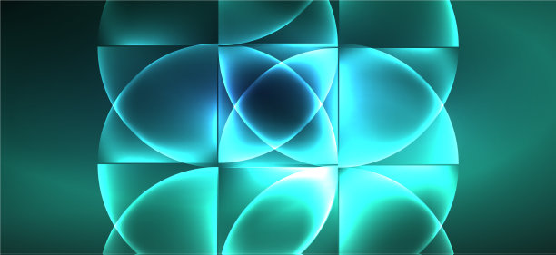 彩色的蓝色霓虹形状的圆三角形在现代图片下载