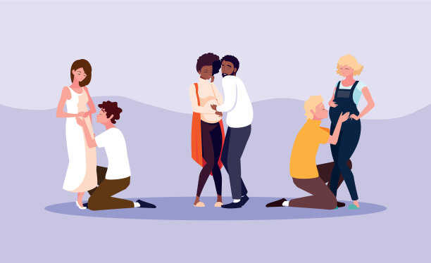 组夫妇怀孕的虚拟人物图片下载