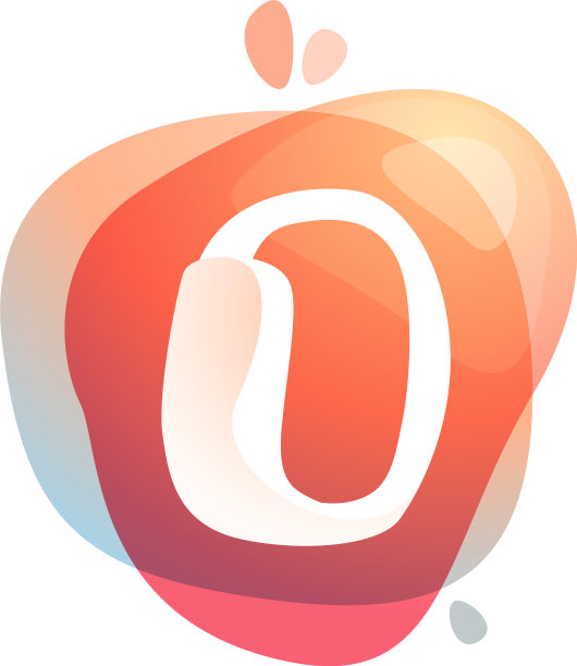 O字标志在彩色水彩上飞溅图片下载