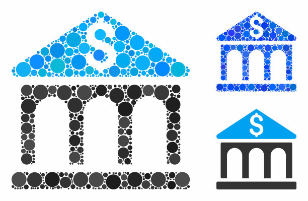 银行建筑组合图标圆图片下载