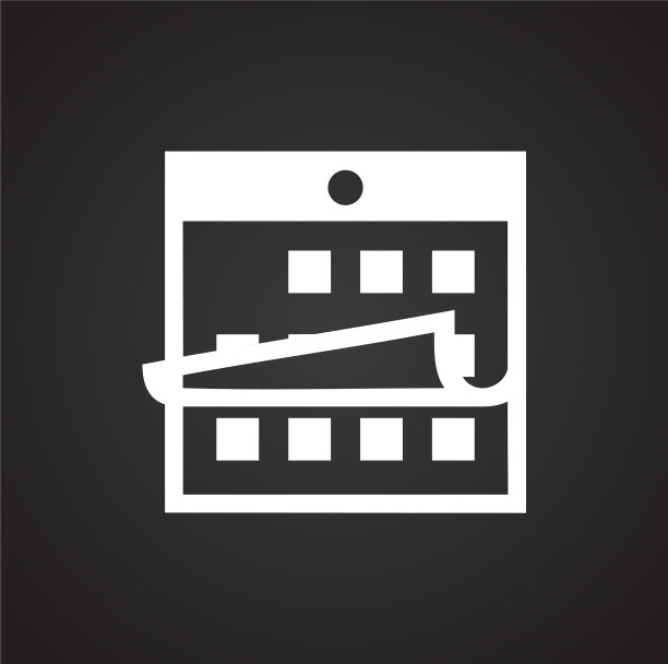 日历图标在黑色背景的图形和图片下载