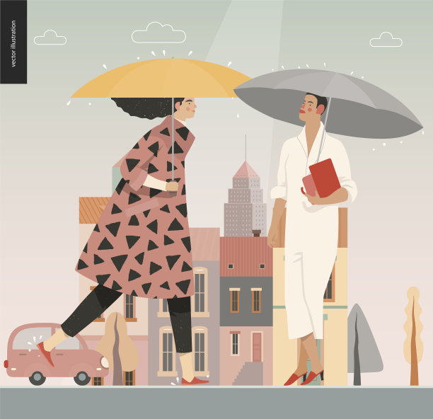 雨中行走的人图片下载