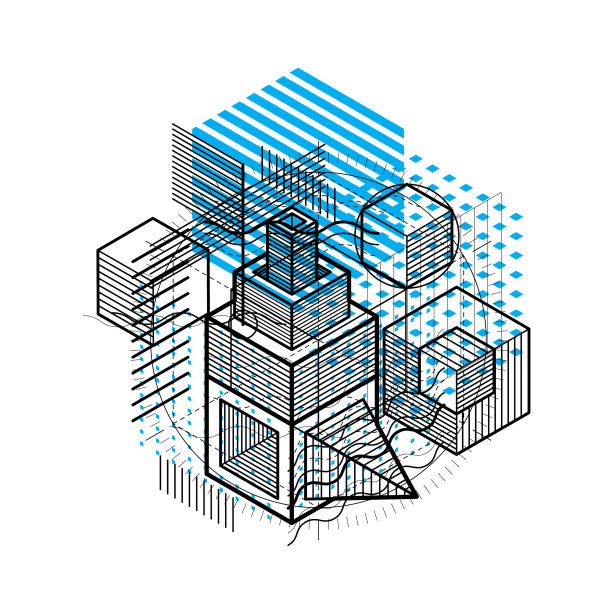 抽象设计与三维线性网格形状和图片下载