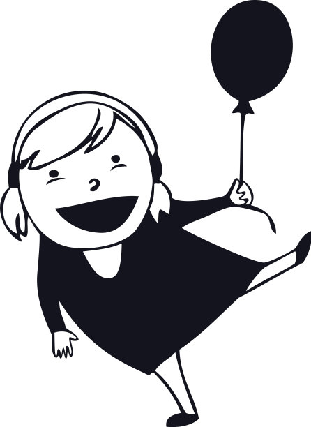 一组小人，一个小女孩拿着气球图片下载