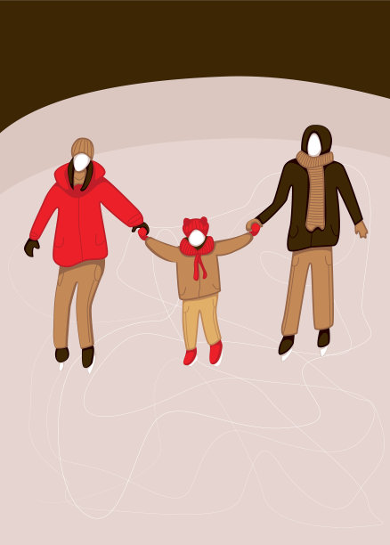 卡与活跃的家庭在溜冰场图片下载