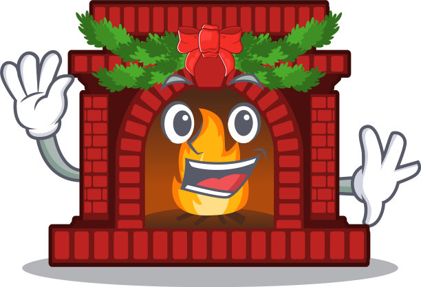 挥舞圣诞壁炉卡通形状图片下载