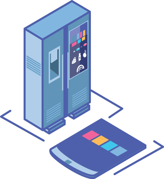 有智能手机屏幕的智能冰箱图片下载