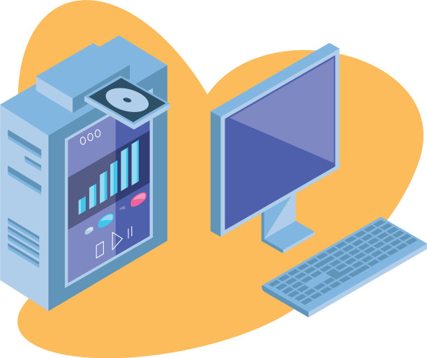 桌面电脑屏幕，键盘和服务器图片下载