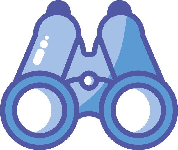 白色背景下的蓝色双筒望远镜发现图片下载
