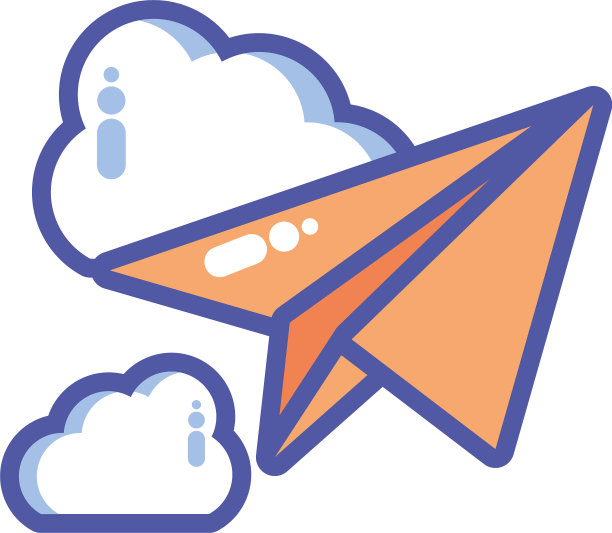 白色背景上有云的纸飞机图片下载