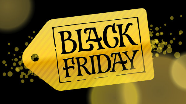 金色标签上有黑色字母黑色星期五图片下载