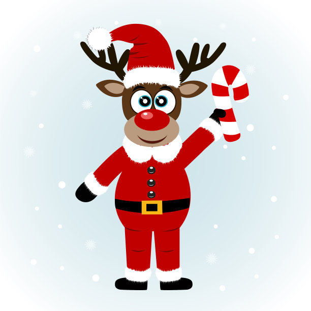 圣诞贺卡圣诞驯鹿与糖果手杖图片下载