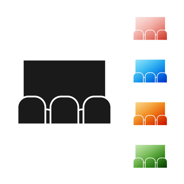 黑色电影院礼堂与屏幕和座位图标图片下载