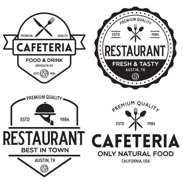 复古餐厅标识设计模板集图片下载