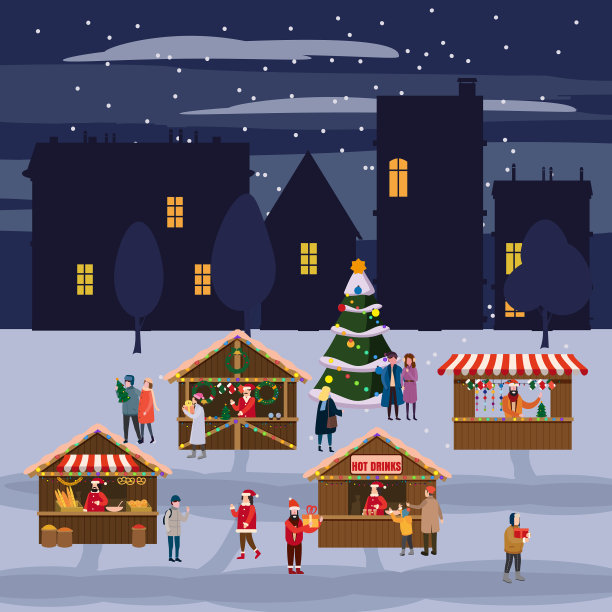 镇上的圣诞集市或假日户外集市图片下载