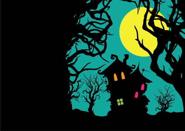 寓言房子在森林背景与副本图片下载