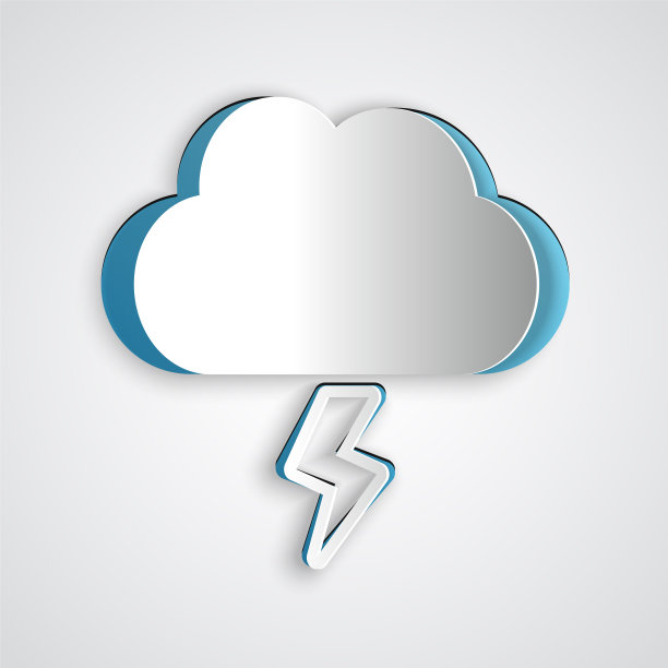 剪纸风暴图标孤立在灰色背景图片下载