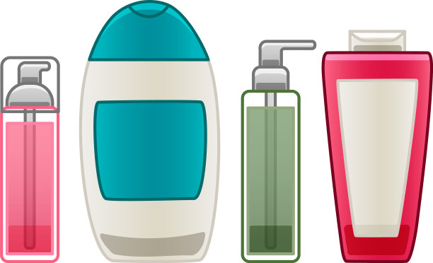 整理洗面奶、洗发水和沐浴露图片下载