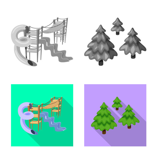 孤立对象城市和街道的图标集图片下载