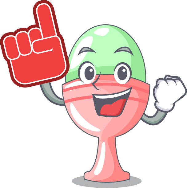 泡沫指在蛋杯孤立性状图片下载