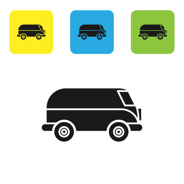 黑色复古小货车图标孤立在白色图片下载