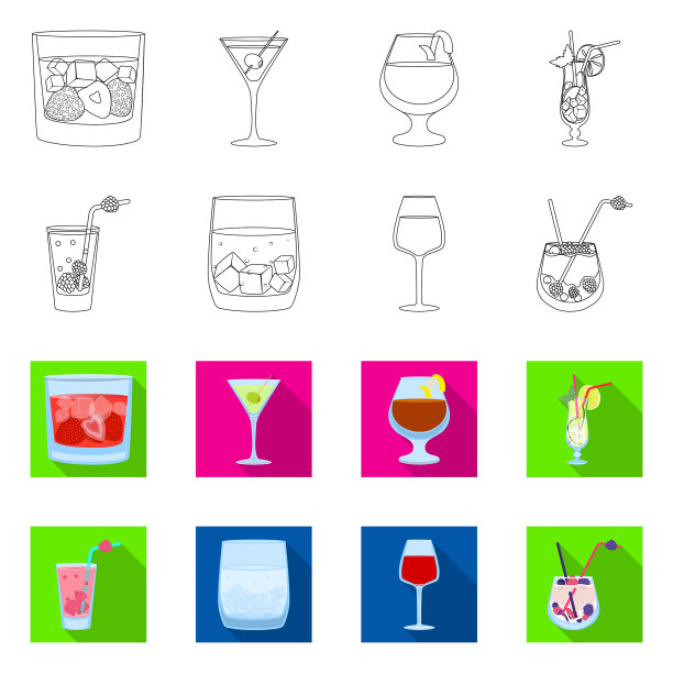 孤立的对象酒和餐厅图标图片下载